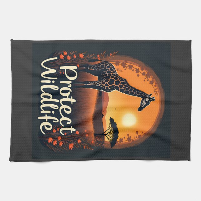 Giraffe of the Savanna Tank Top Kitchen Towel (Horizontal)