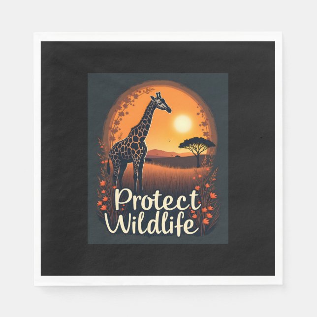 Giraffe of the Savanna Tank Top Napkins (Front)