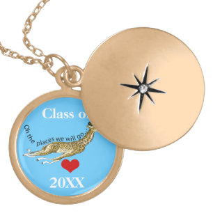 Giraffe Oh the Places We Will Go -Graduation Locket Necklace