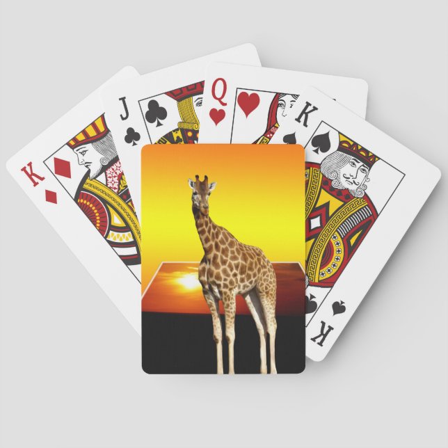 Giraffe On A Golden Sunset, Poker Cards (Back)