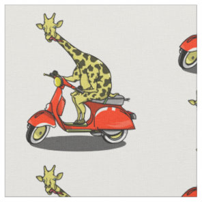 Giraffe on a retro moped fabric