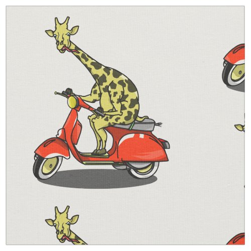 Giraffe on a retro moped fabric