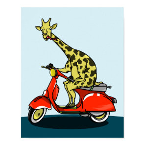 Giraffe on a retro moped poster