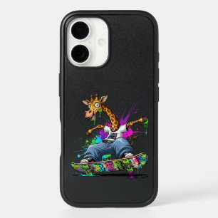 Giraffe on a Skateboard by Natasha Us iPhone 16 Case