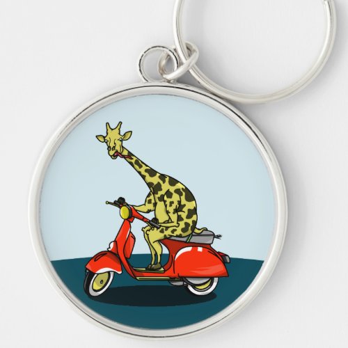 giraffe on a vintage scooter keychain