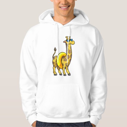 Giraffe on Beach with Swim ring  Sunglasses Hoodie