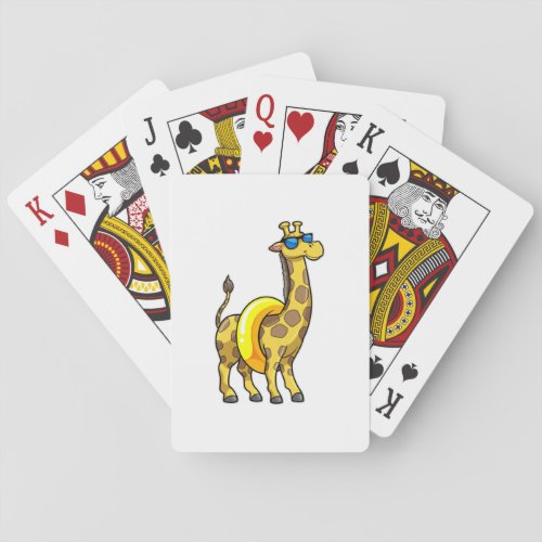 Giraffe on Beach with Swim ring  Sunglasses Poker Cards