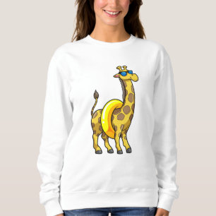 Giraffe on Beach with Swim ring & Sunglasses Sweatshirt