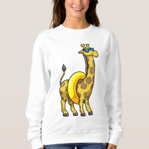 Giraffe on Beach with Swim ring  Sunglasses Sweatshirt