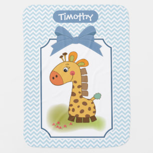 Giraffe on Chevron Baby Blanket