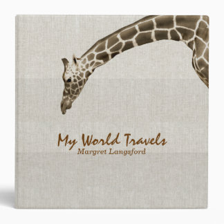 Giraffe on Linen Look Travel Photo Album Custom Binder