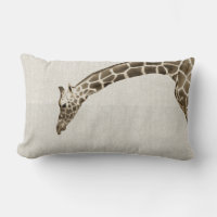 Giraffe on Linen Stripes Decorator Accent Pillow