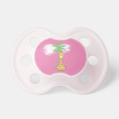 Giraffe on pink baby girl pacifier (Front)