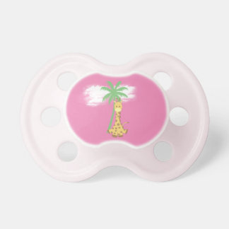Giraffe on pink baby girl pacifier