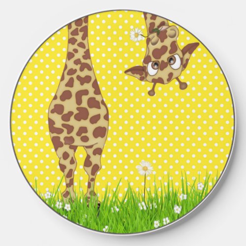 Giraffe On Polka Dots With Daisy Wireless Charger