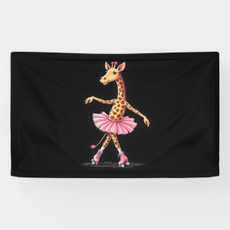Giraffe On Roller Skates In Pink Tutu Tank Top Banner