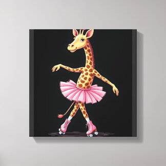 Giraffe On Roller Skates In Pink Tutu Tank Top Canvas Print