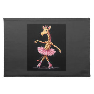 Giraffe On Roller Skates In Pink Tutu Tank Top Cloth Placemat