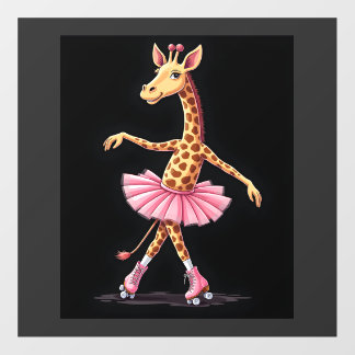 Giraffe On Roller Skates In Pink Tutu Tank Top Floor Decals