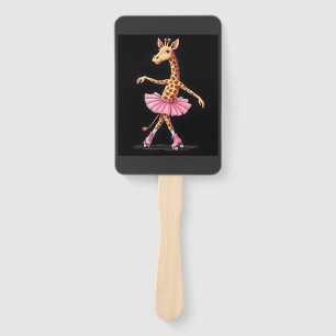 Giraffe On Roller Skates In Pink Tutu Tank Top Hand Fan