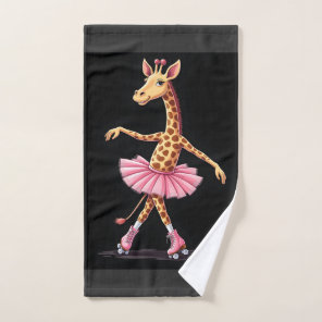 Giraffe On Roller Skates In Pink Tutu Tank Top Hand Towel