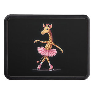 Giraffe On Roller Skates In Pink Tutu Tank Top Hitch Cover