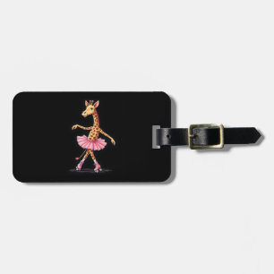 Giraffe On Roller Skates In Pink Tutu Tank Top Luggage Tag