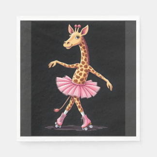 Giraffe On Roller Skates In Pink Tutu Tank Top Napkins