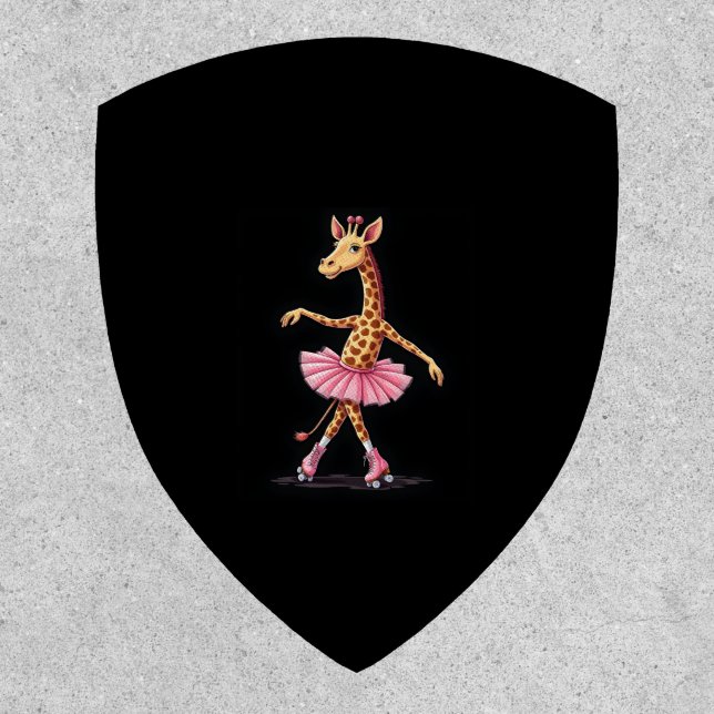 Giraffe On Roller Skates In Pink Tutu Tank Top Patch (Front)