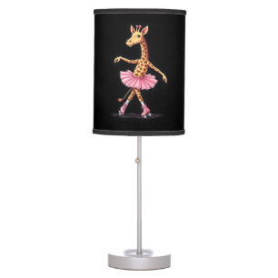 Giraffe On Roller Skates In Pink Tutu Tank Top Table Lamp