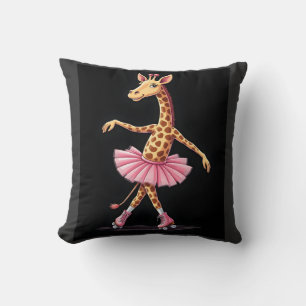 Giraffe On Roller Skates In Pink Tutu Tank Top Throw Pillow