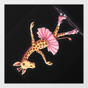 Giraffe On Roller Skates In Pink Tutu Tank Top Wall Decal