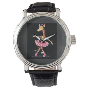 Giraffe On Roller Skates In Pink Tutu Tank Top Watch