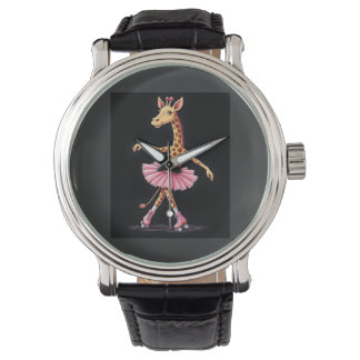 Giraffe On Roller Skates In Pink Tutu Tank Top Watch