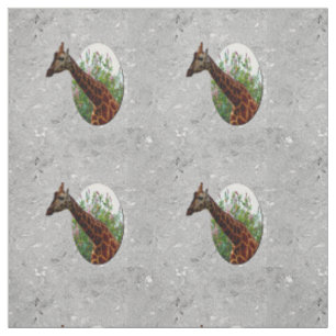 Giraffe On Silver, Cotton Fabric