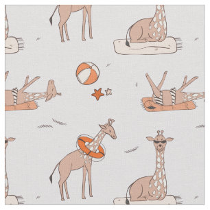 Giraffe on the beach fabric
