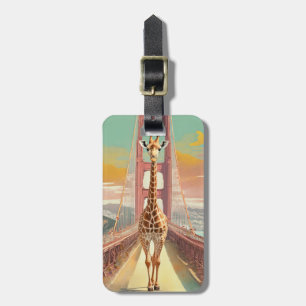 Giraffe on the Golden Gate Bridge in San Francisco Luggage Tag