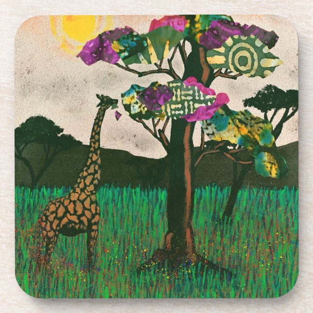 Giraffe on the Planes of Africa Beverage Coaster (Front)