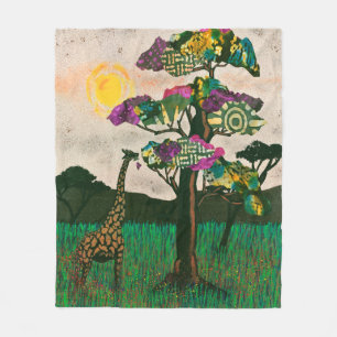 Giraffe on the Planes of Africa Fleece Blanket