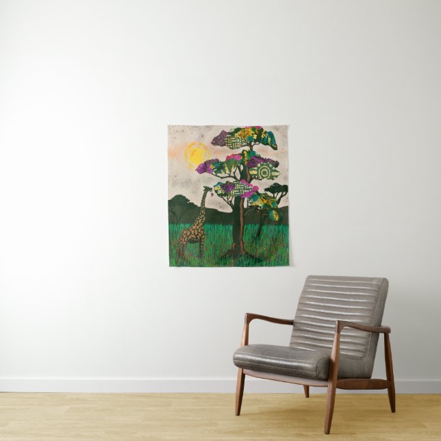 Giraffe on the Planes of Africa Tapestry (In Situ)