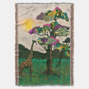 Giraffe on the Planes of Africa Throw Blanket