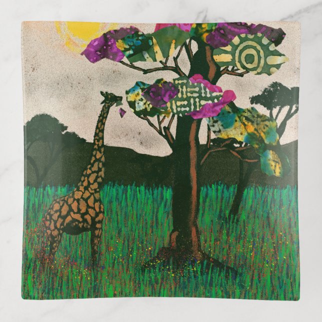 Giraffe on the Planes of Africa Trinket Tray (Front)