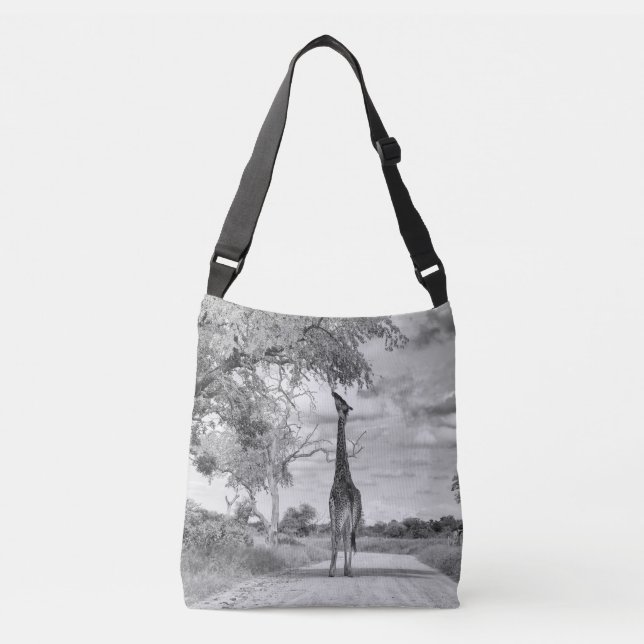 Giraffe on the road crossbody bag (Front)