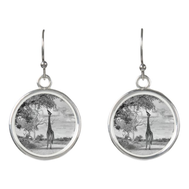 Giraffe on the road earrings (Front)