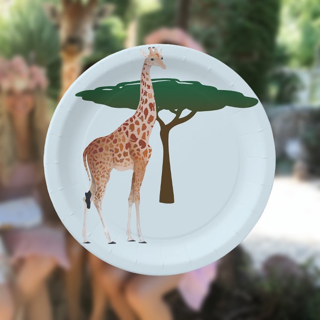 Giraffe On The Savanna Paper Plates (Creator Uploaded)