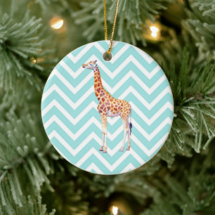 Giraffe on zigzag chevron. ceramic ornament