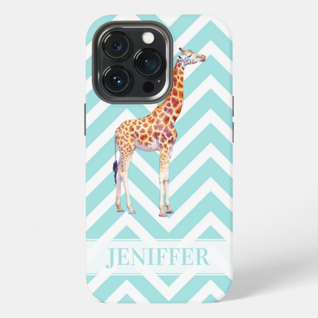 Giraffe on zigzag chevron.                         iphone case (Back)