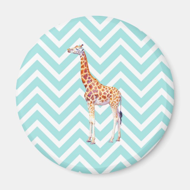 Giraffe on zigzag chevron. magnet (Front)