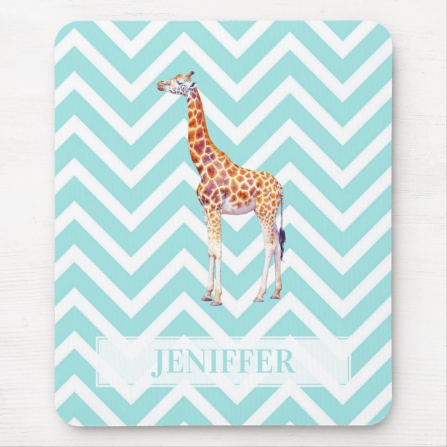 Giraffe on zigzag chevron.                         mouse pad (Front)