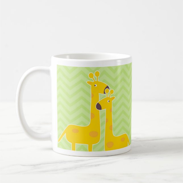 Giraffe on zigzag chevron pattern. coffee mug (Left)